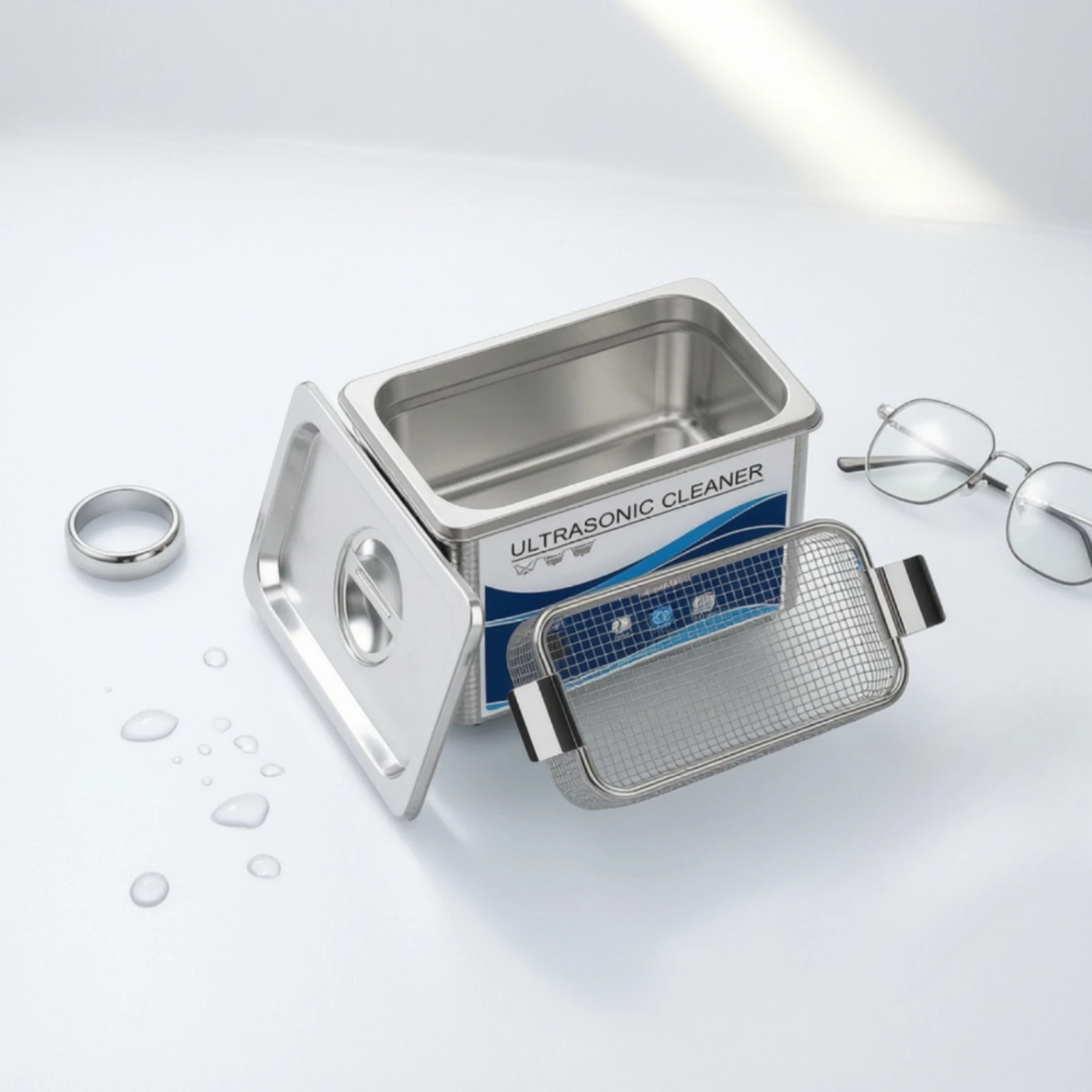 Sonic Cleaner with Stainless Steel Tank Compact Sonic Cleaner with Digital Timer Cleaning Machine Powerful Leak-Proof