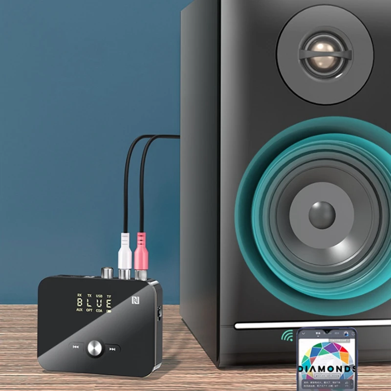 BNVN-M8 بلوتوث 5.0 RCA استقبال الصوت الارسال APTXLL 3.5 مللي متر AUX الموسيقى محول لاسلكي مع هيئة التصنيع العسكري NFC لمكبرات صوت تلفزيون السيارة