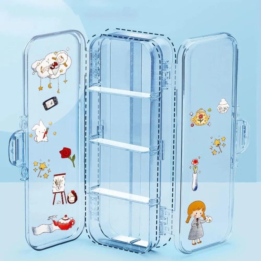 Multifunctional Acrylic Pencil Case Double-layer Large-capacity Stationery Organizer Transparent Ins Pen Box Student