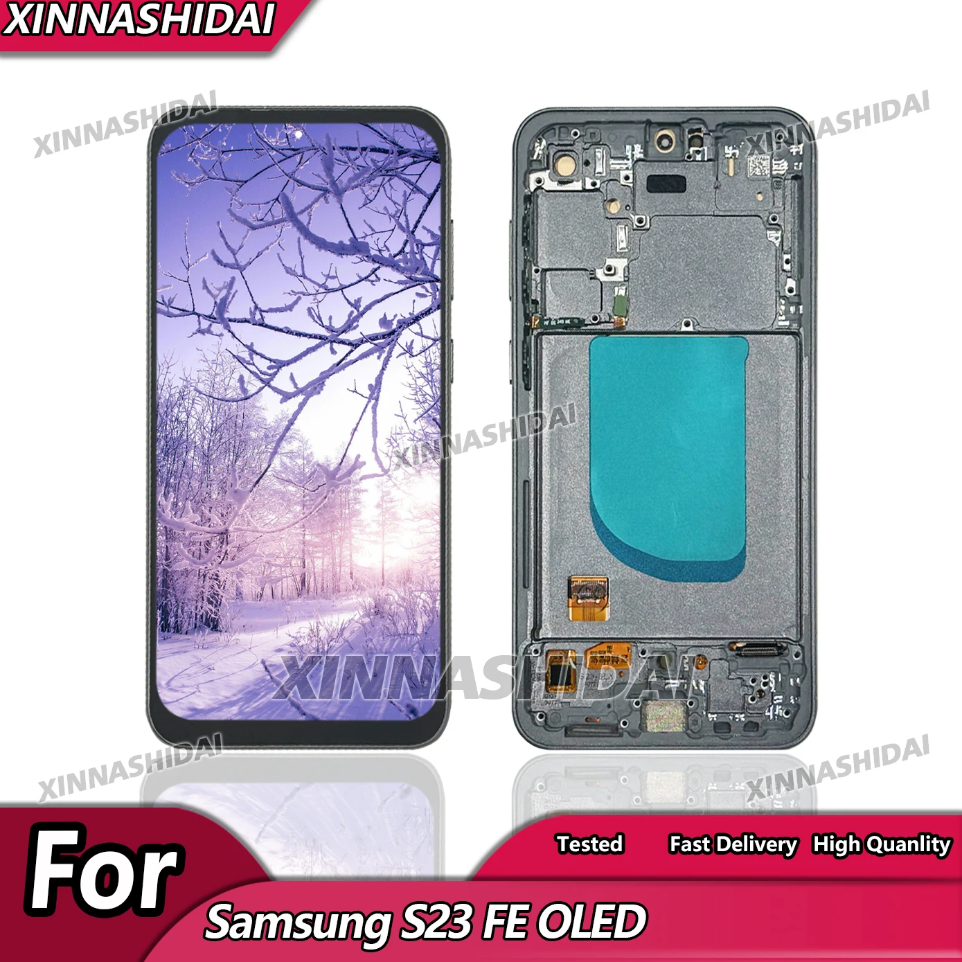 サムスンギャラクシー-s23-fe-oled-s711b-s711b-ds-ディスプレイタッチスクリーンデジタイザアセンブリサムスン-s23-fe-液晶フレーム付き