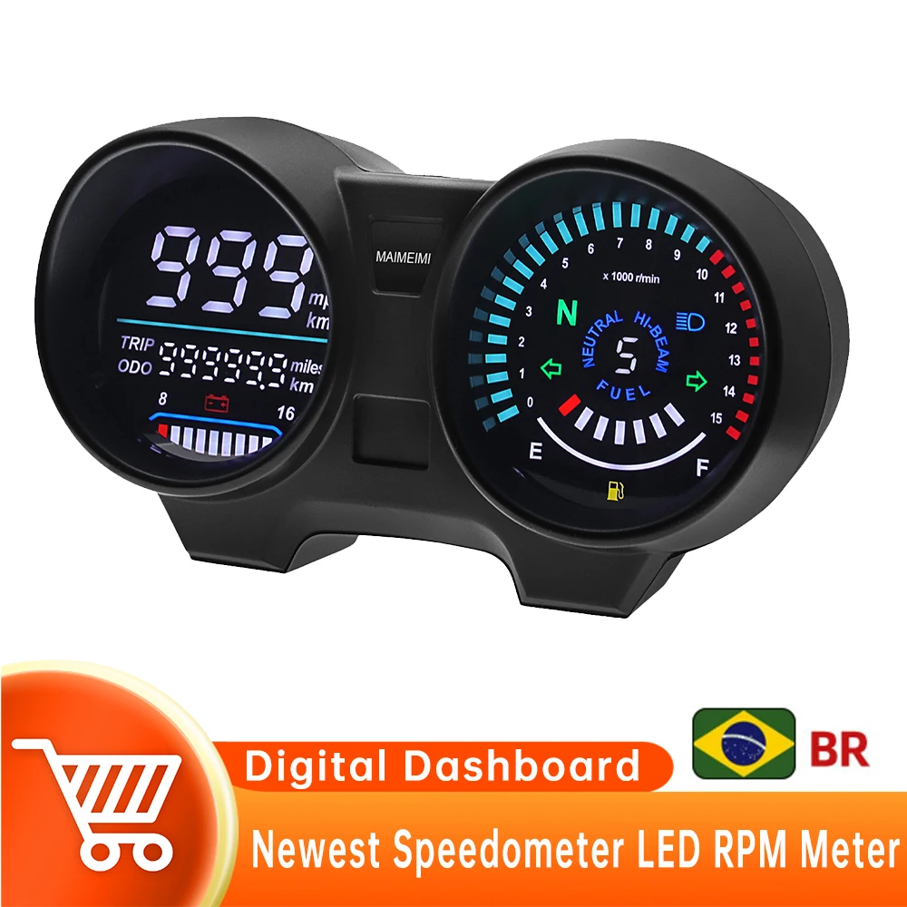 New Motorcycle Digital Dashboard Speedometer Mileage Oil Level Indication Battery Voltage High Beam MPH/KMH for Brazil TITAN 150