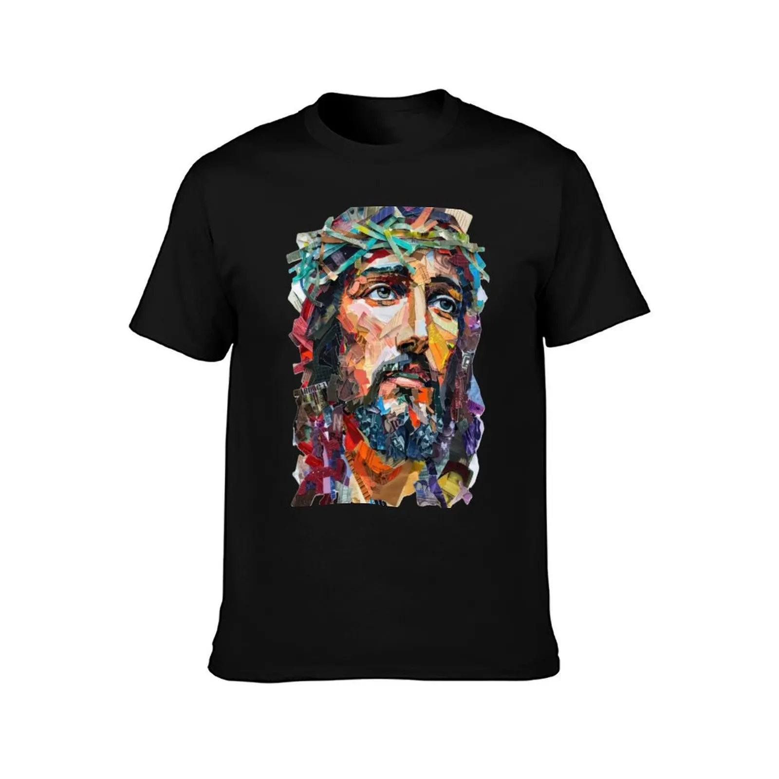 Art Jesus Christ Paper Collage T-Shirt plain funny gifts t shirts for men pack