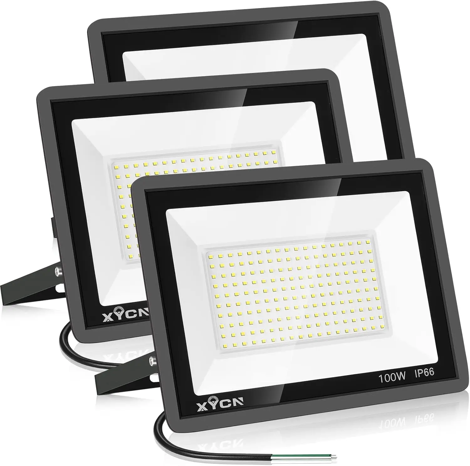 3 Pack 100W LED Flood Light, IP66 Waterproof Outdoor Security Lights, 11500LM Bright for Yard Garden Basketball Court
