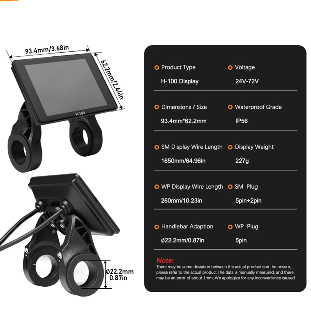 Ebike Sine Wave Controller 48/52/60/72V 60A Brushless Controller and H-100 LCD Color Display E-Scooter Parts