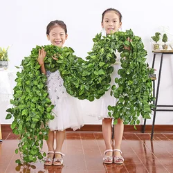 12Pcs/Pack Artificial Ivy Pothos Wall Hanging Decor Fake Plants Liana Vine String Leaves Home Outdoor Garden Wedding Decorations