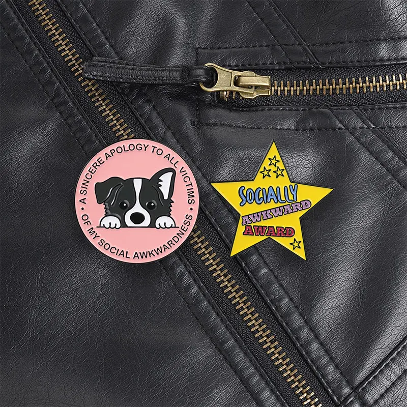 Broche Pin's 'Désolé pour ma gêne sociale' et 'Récompense de la gêne' – Style mignon et relatable pour soulager l'anxiété sociale et les tenues quotidiennes