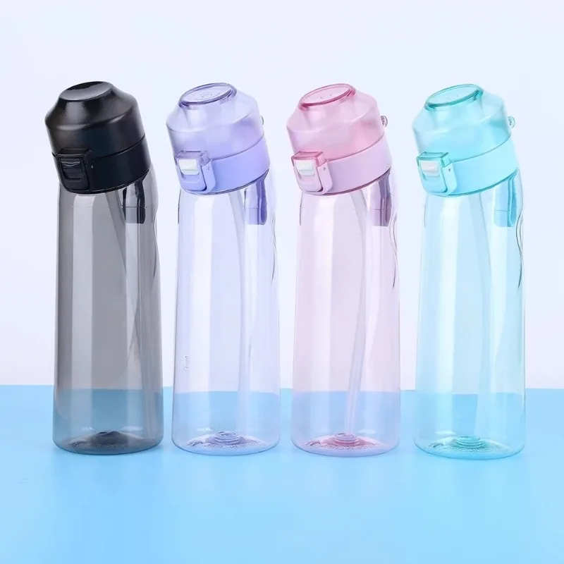 Flavored Water Bottle with 7 Flavour Pods Air Bottle Frosted Black 650ml Air Starter Up Set Water Cup for Camping Sport