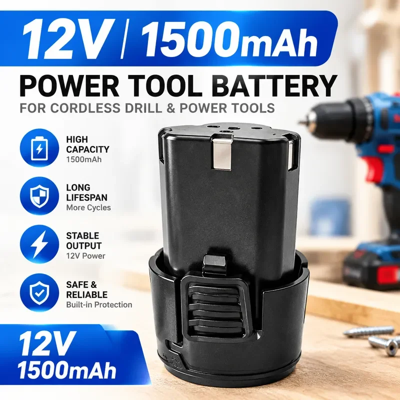 10pcs 12V Electric Drill Rechargeable Large Capacity Lithium Battery for Pistol Drill Electric Screwdriver Power Tool