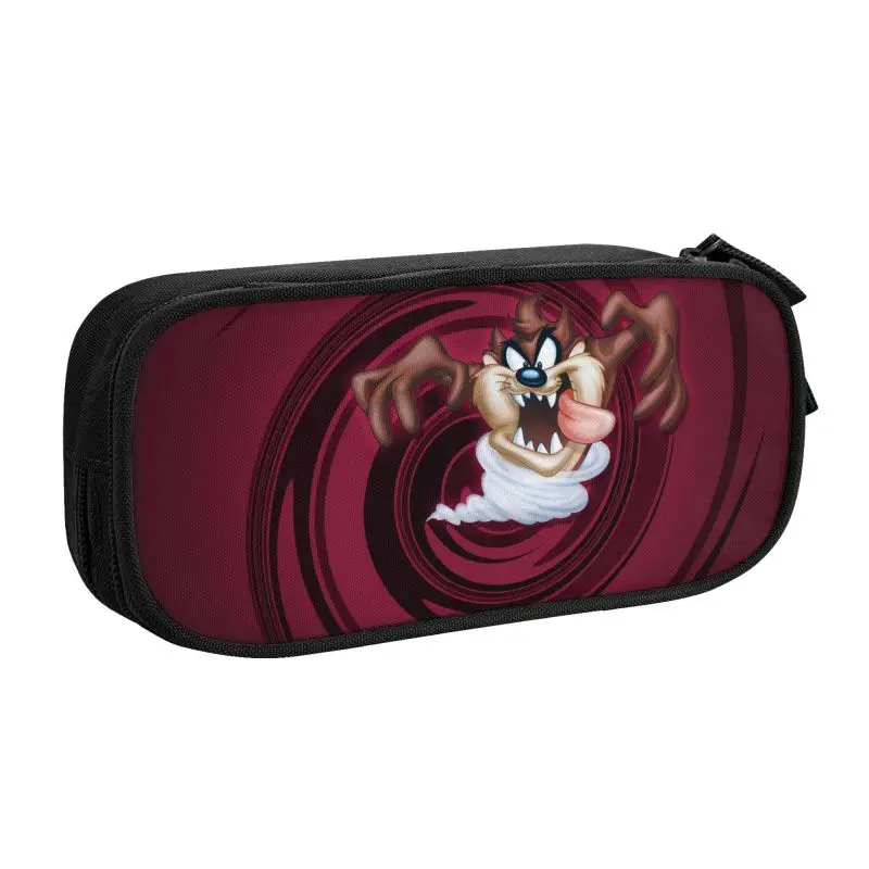 Custom Cute Taz Tasmanians Devil Pencil Cases for Girl Boy Large Storage Cartoon Anime Pencil Bag School Accessories