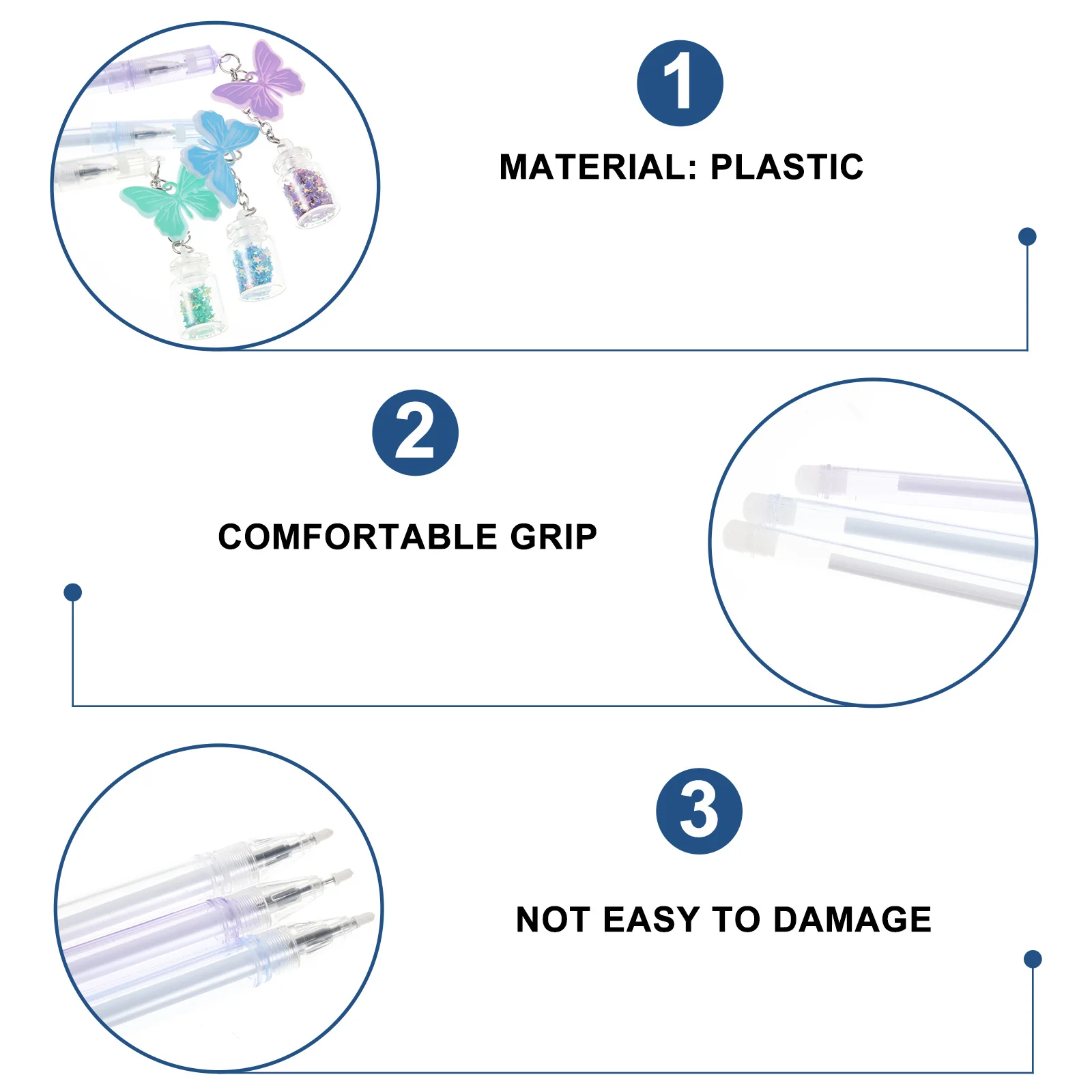 

15Pcs Butterfly Pendant Gel Pens Premium Plastic Comfortable Grip Water-Based Ink Writing Drawing School Office Supplies