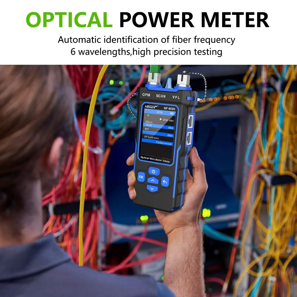 ZHOUCE NF-8508 Cable Tracker with LCD Display Network Tool Wiremap Tester PoE Checker Optical Power Meter for Length Measurement