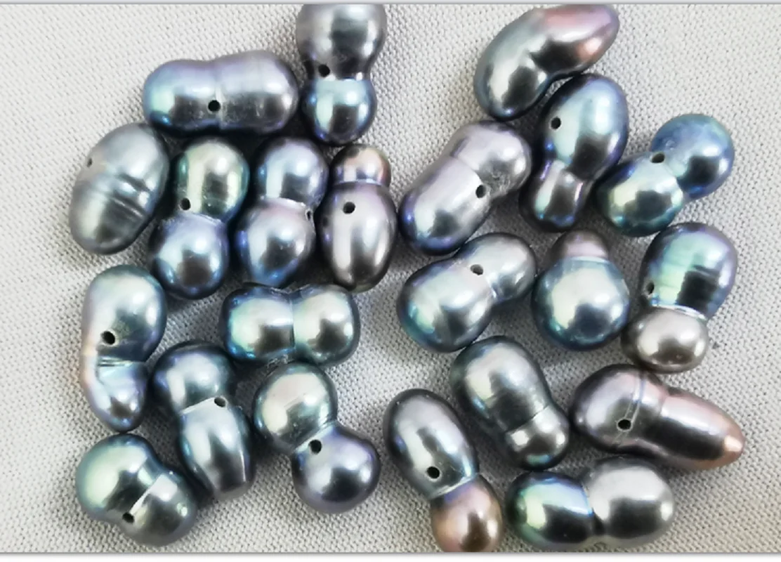 Wholesale 20pcs About 11x7mm Genuine Gray Blue Loose Pearl Beads Jewelry DIY Necklace Bracelet Full Drilled