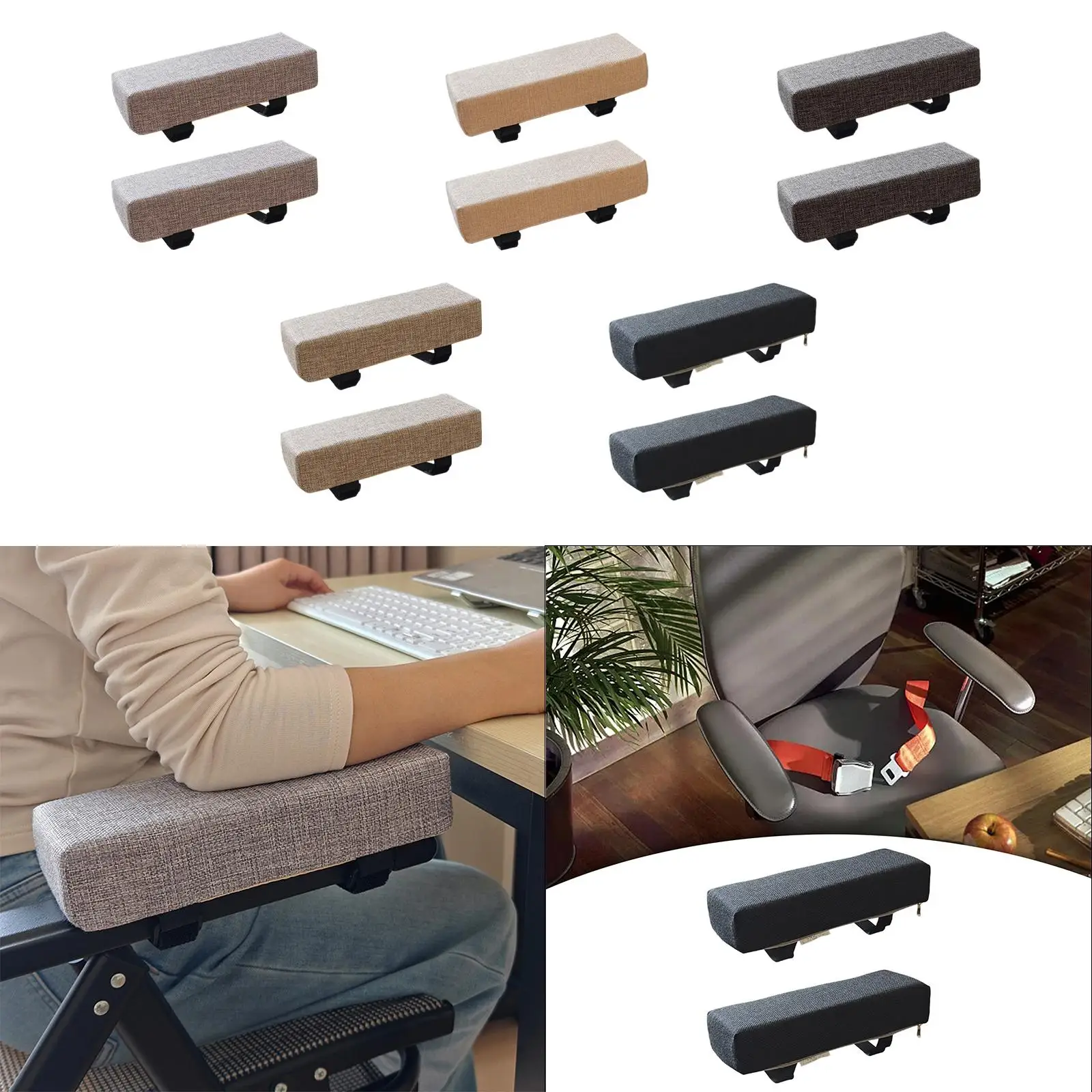 Coussin de remplacement pour accoudoir de chaise, 2 pièces, support de coude ergonomique doux et amovible pour chaise de bureau, chaise d'ordinateur, chaise de bureau