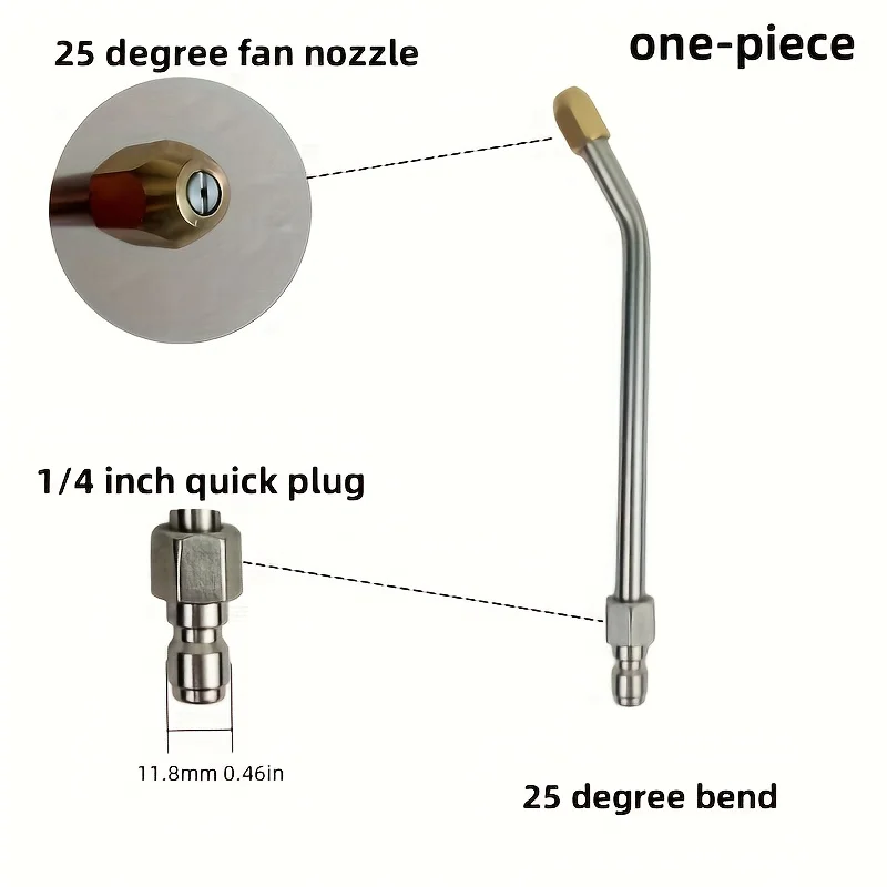 Baguette d'extension pour nettoyeur haute pression à connexion rapide 1/4" - Métal robuste 90 ° 25 °   Coude réglable pour laveuse électrique