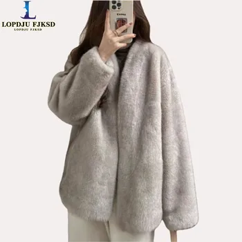 מעילים מפוליאסטר לנשים, מעילים קצרים עם כפתורים מכוסים, מעיל עם צווארון V, בגדים נשיים, עבים וחמים, בסגנון פרפי, חדש, חורף