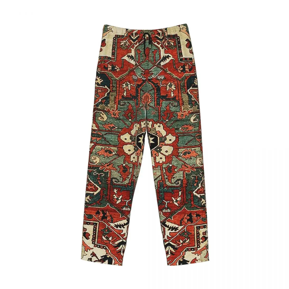 Custom Antique Persian Heriz Rug Print Pajama Pants Men Sleepwear Sleep Lounge Bottoms with Pockets