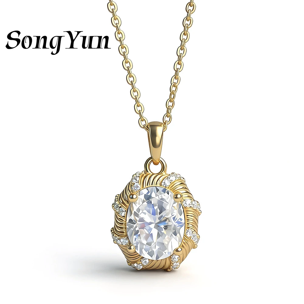 

SongYun Jewelry 925 Sterling Silver Necklace Moissanite D Color VVS1 Designer Shiny Rhodium Plated Pendants Diamond Accessories