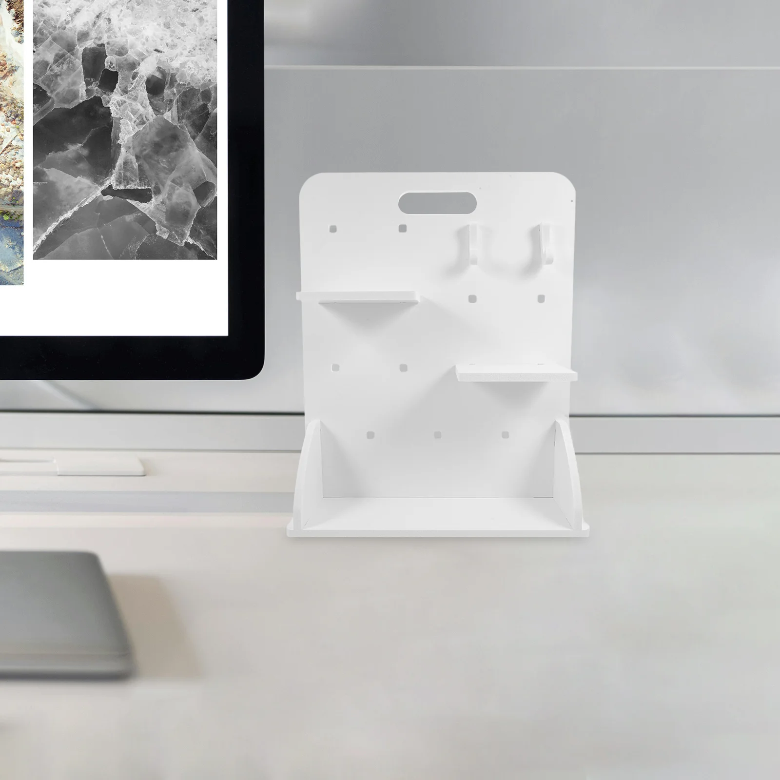 

1Set Adjustable Desk Storage Organizer Vertical Pegboard System No Drill Setup for Office School Gaming Stationery Supplies