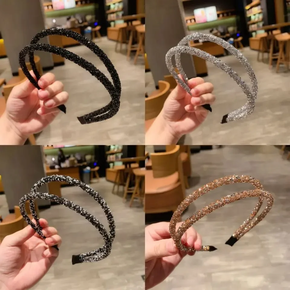 Popular Fine Hair Hoop Shiny Full Diamond Korean Style Hair Clip Simple Personalized Headband Headwear Retro Annular Hairpins