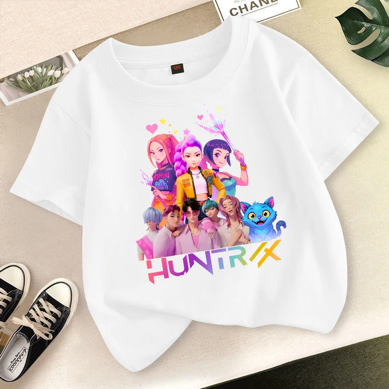 

KPop Demon Hunters Children Clothing Short Sleeve Boys Girls Summer Fashion T Shirt Cotton Tee Shirts Short Tops Tees