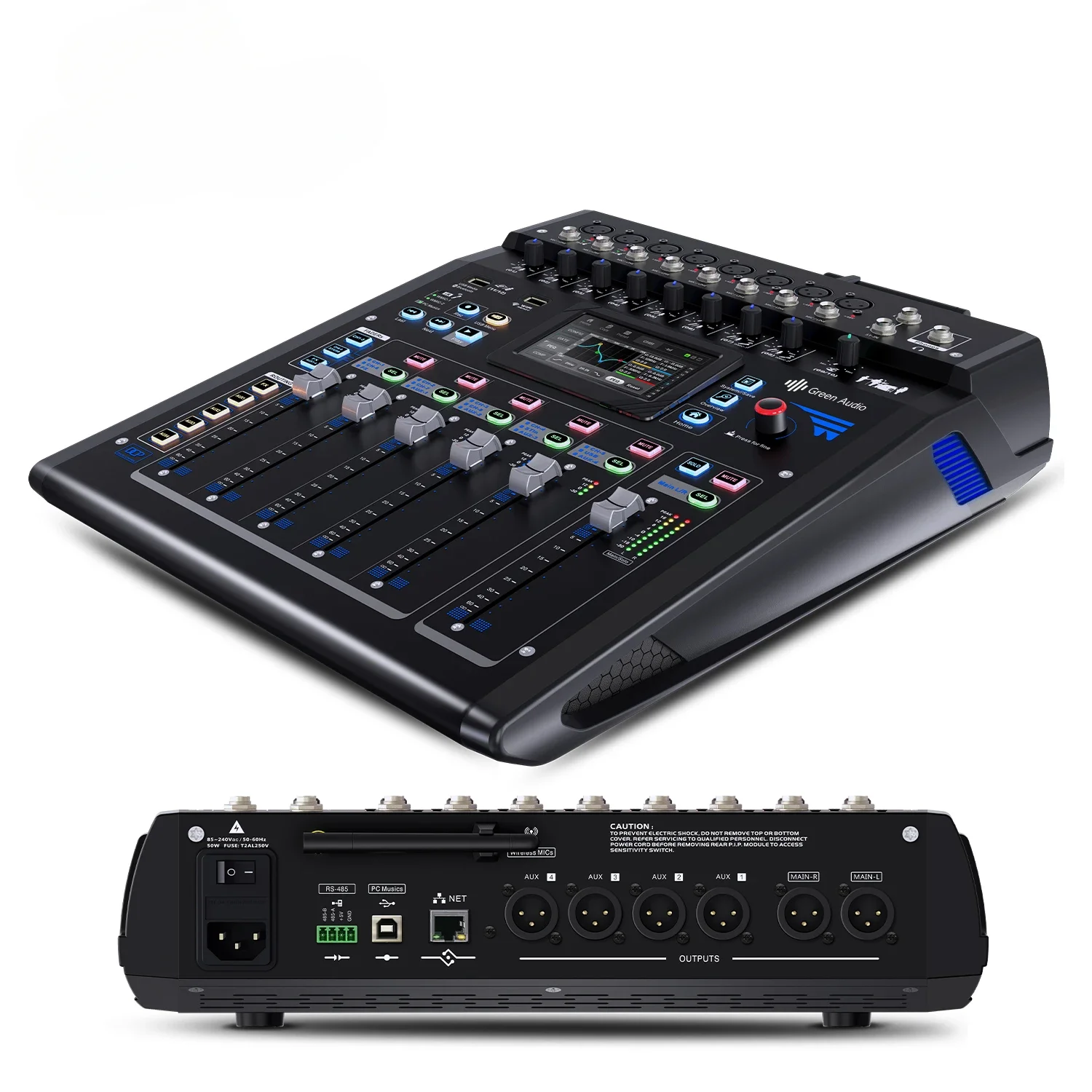 GAX-TQ12 Professional 12 Channels DSP Effect Processor Digital Audio Mixer Dj Console App Control Desk Live Sound