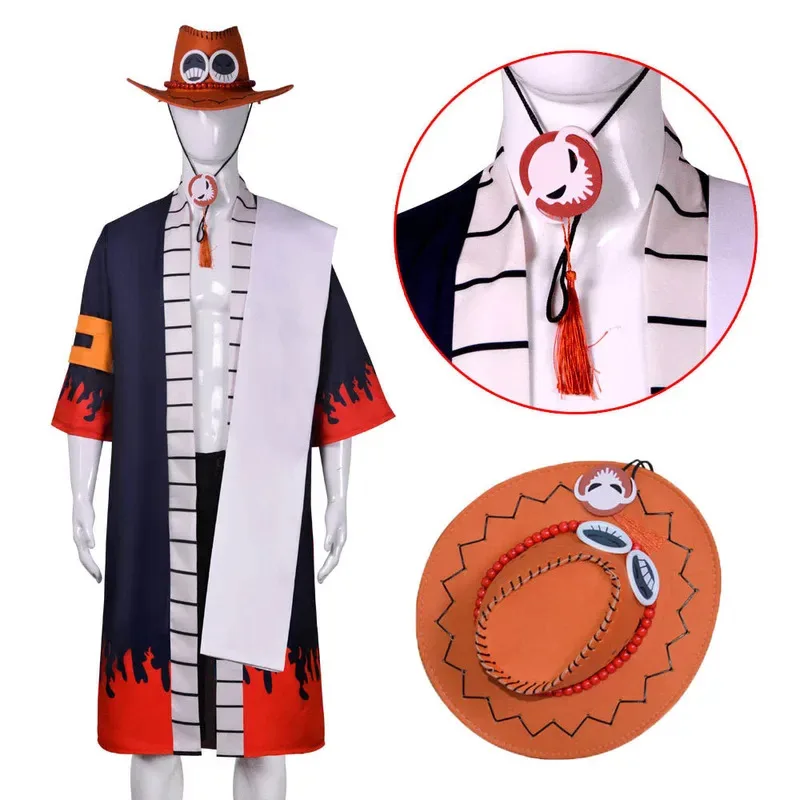 

7PCS Anime Portgas·D Cosplay Costume Hat Portgas·D· Ace Man Woimen Costume Halloween Carnival Costume for Adult Hat Suit