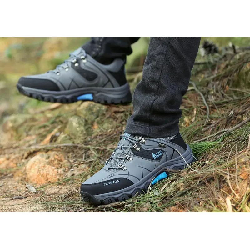 

Shoes for Men 2025 New Men Sneakers Leather Waterproof Mountaineering Camping Hiking Shoes Thick Sole Comfortable Running Shoes