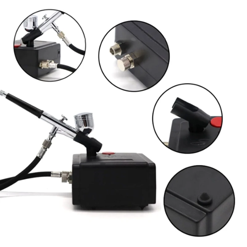 Color Airbrush Pump Kit Dual-Action Air Brush/Nozzles Needle Use EU Plug For Cake/Model/Crafts