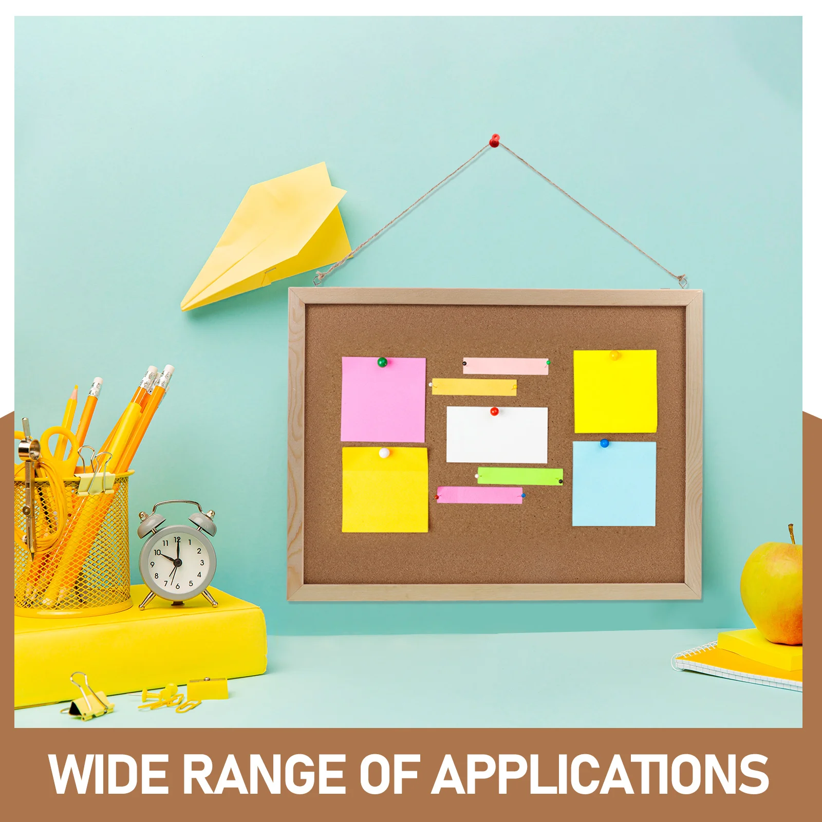 

1Set Double-Sided Cork Bulletin Board Wood Material Space-Saving Wall Mount for Home Office Multi-Functional Message Display