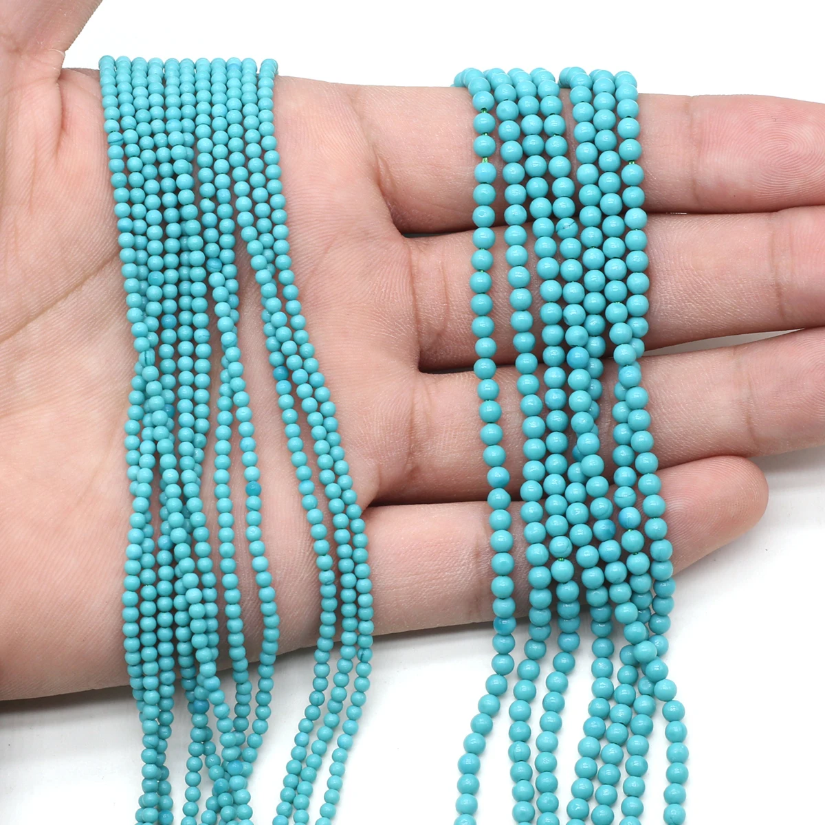 2/3mm blau türkis runde Abstands perlen Naturstein perlen für Schmuck herstellung liefert DIY Halskette Armband Zubehör 38cm