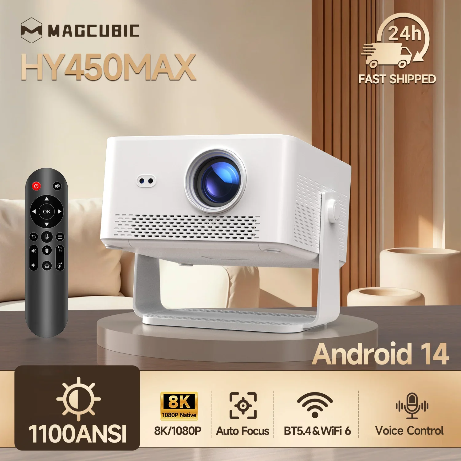 Proiettore Portatile HY350Max Android 14 – 900 ANSI, Full HD 1080P, Messa A Fuoco Automatica E WiFi 6!