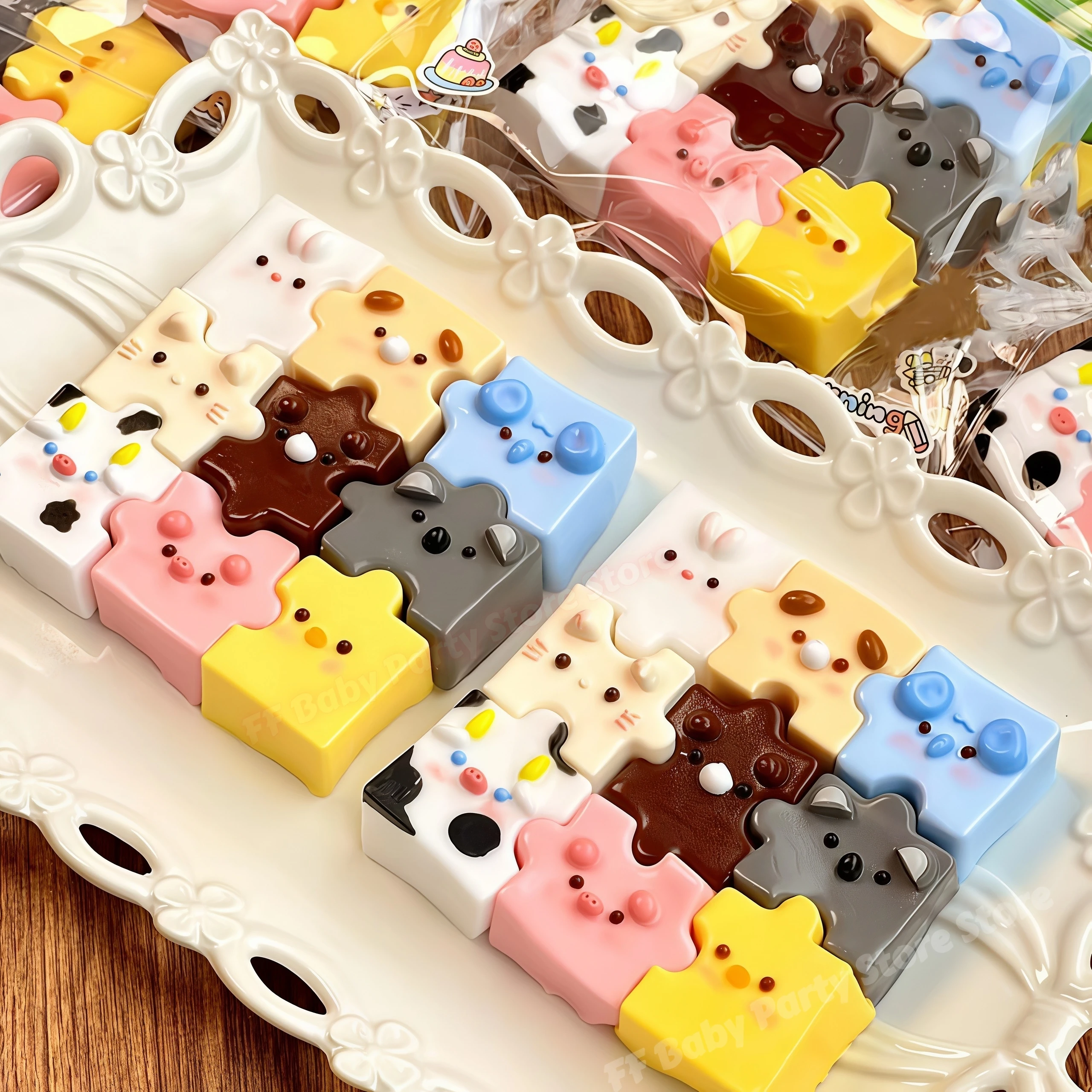 Squishy Silicone Jigsaw Puzzle Squeeze Toys Sticky Colorful Puzzle Toy Slow Rising Handmade Squeeze Toy Stress Relief Fun Gifts