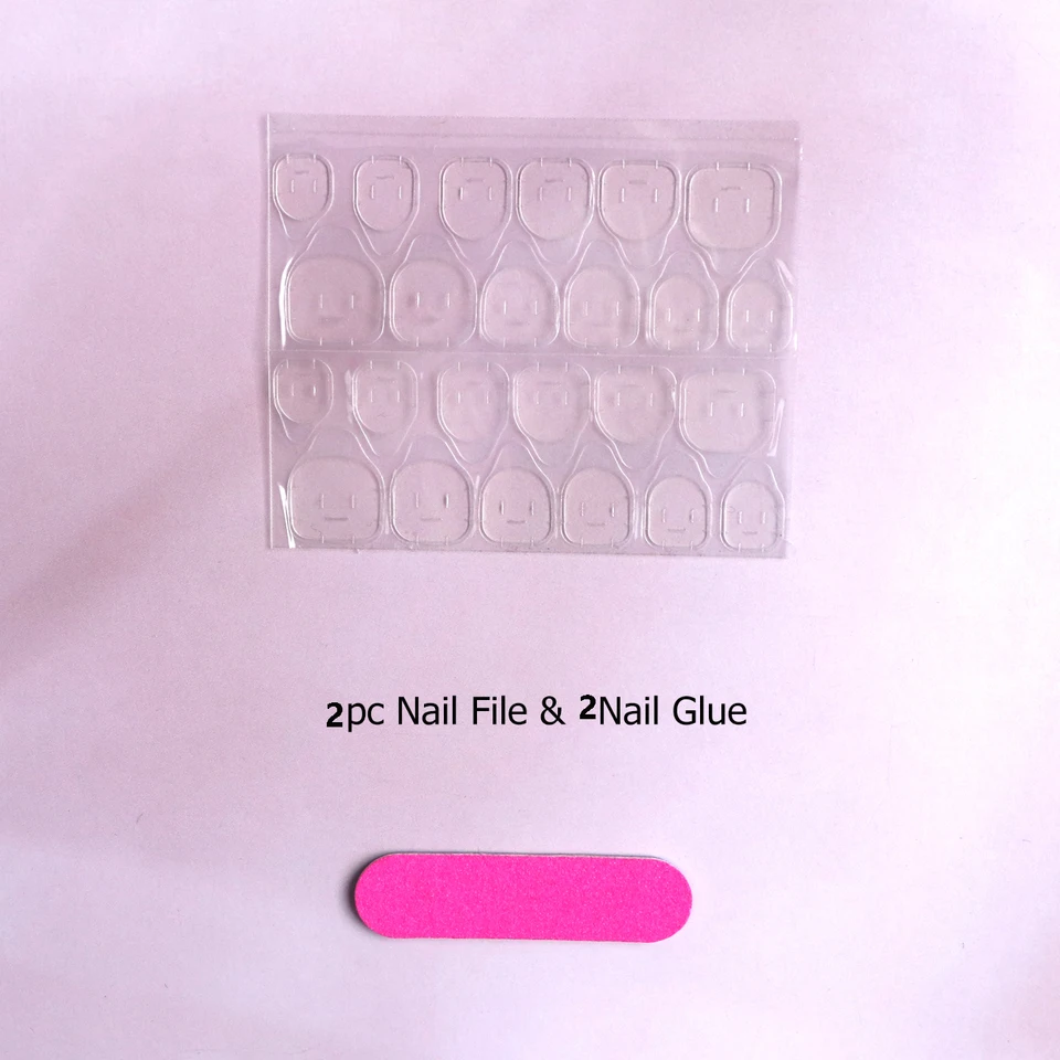48 piezas uñas postizas y para pies medianas rosadas candy color cuadrado con borde blanco para regalo de chica 5