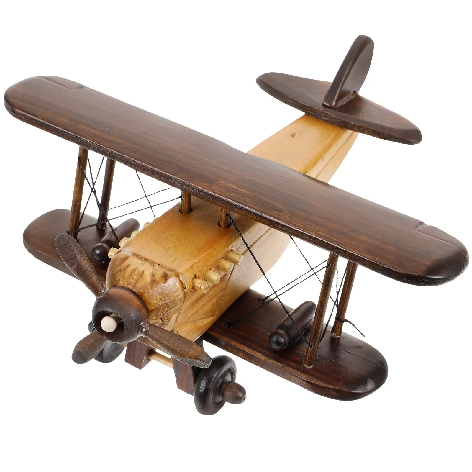 Retro Wooden Plane Toys Vintage Model Crafts Airplane Wooden Plane Model Adorn Room Decor Ornament Miniature