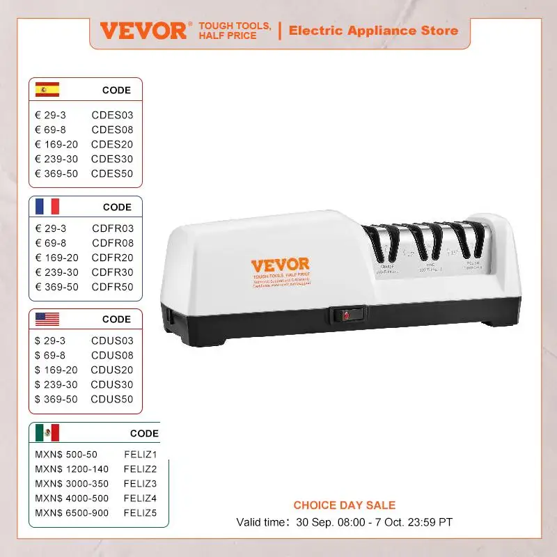 VEVOR Electric Knife Sharpener, 3 Stages Kitchen Knife Sharpener  Quick Sharpening & Polishing, Knife Sharpener Diamond brasives