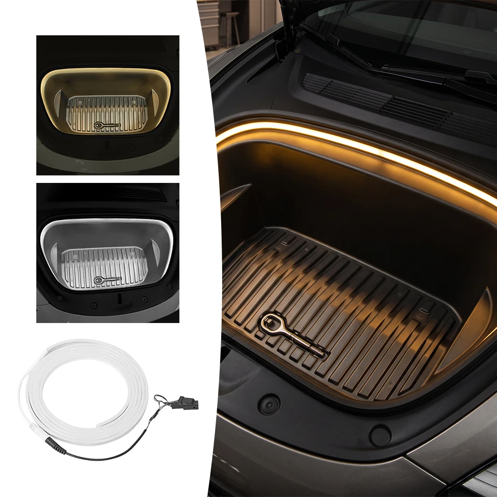 For Tesla M3 21-23 MY 21-24 Model Y Juniper Front Trunk Waterproof LED Strip Atmosphere Brighten Light Auto Decoration Accessory