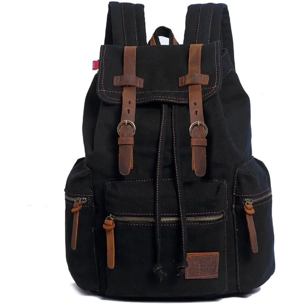 

Vintage Unisex 17 Laptop Casual Backpack for School, Hiking, and Travel in Black