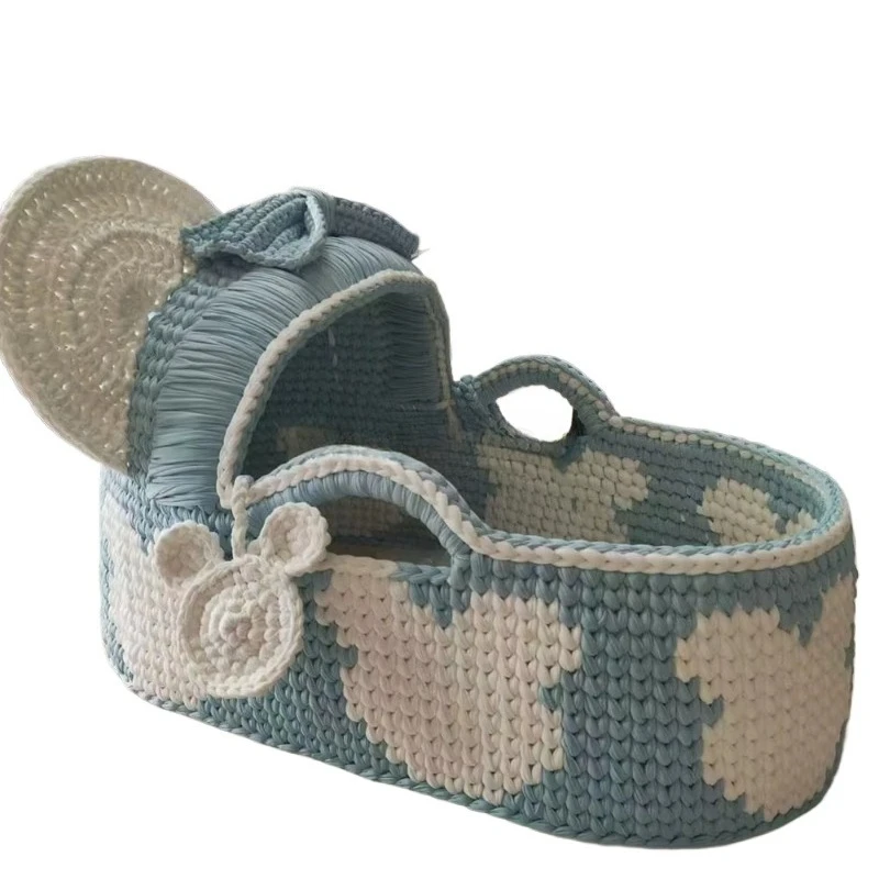 

Customizable Cestino bambini Moses lavorato a mano in poli colore, culla portatile per cambio, cestino portaoggetti bamb