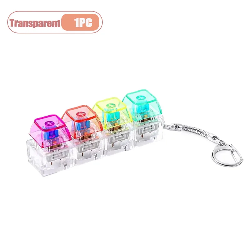 Mechanischer Tastatur-Schalter-Tester Schlüsselanhänger Fidget mit LED-Licht DIY Tastenkappen Stressabbau Clicker für Büro Schreibtisch Angstlinderung Geschenk