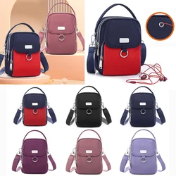 New Women's Mobile Phone Crossbody Bag Fashion 3-Layer Shoulder Bag Cell Phone Pouch With Headphone Plug Travel Portable Handbag