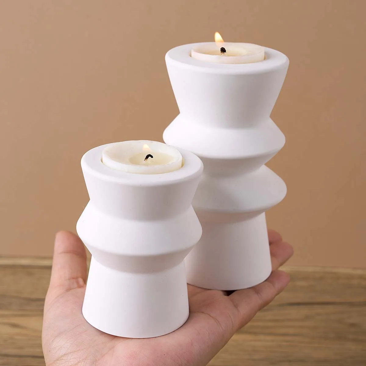 Nordic Candle Holder Silicone Mold DIY Geometric Roman Column Candlestick Clay Molds Plaster Resin Craft Gifts Making Home Decor view 3