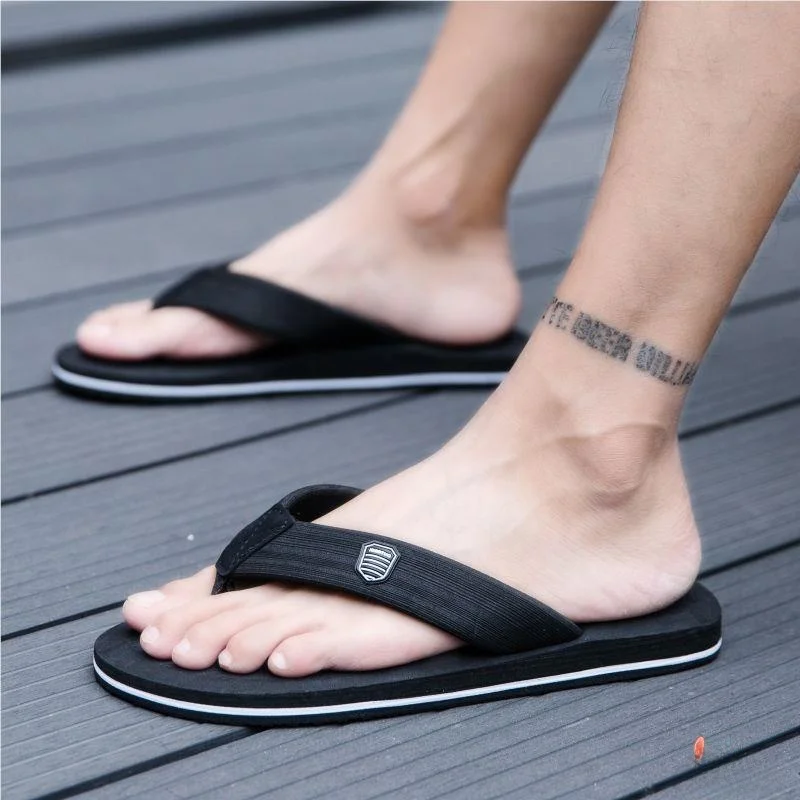 Casual Men's Bathroom Slippers Korean Style Flat Sandals Wear Resistant EVA Material Beach Suitable Comfortable All-Match Sli...
