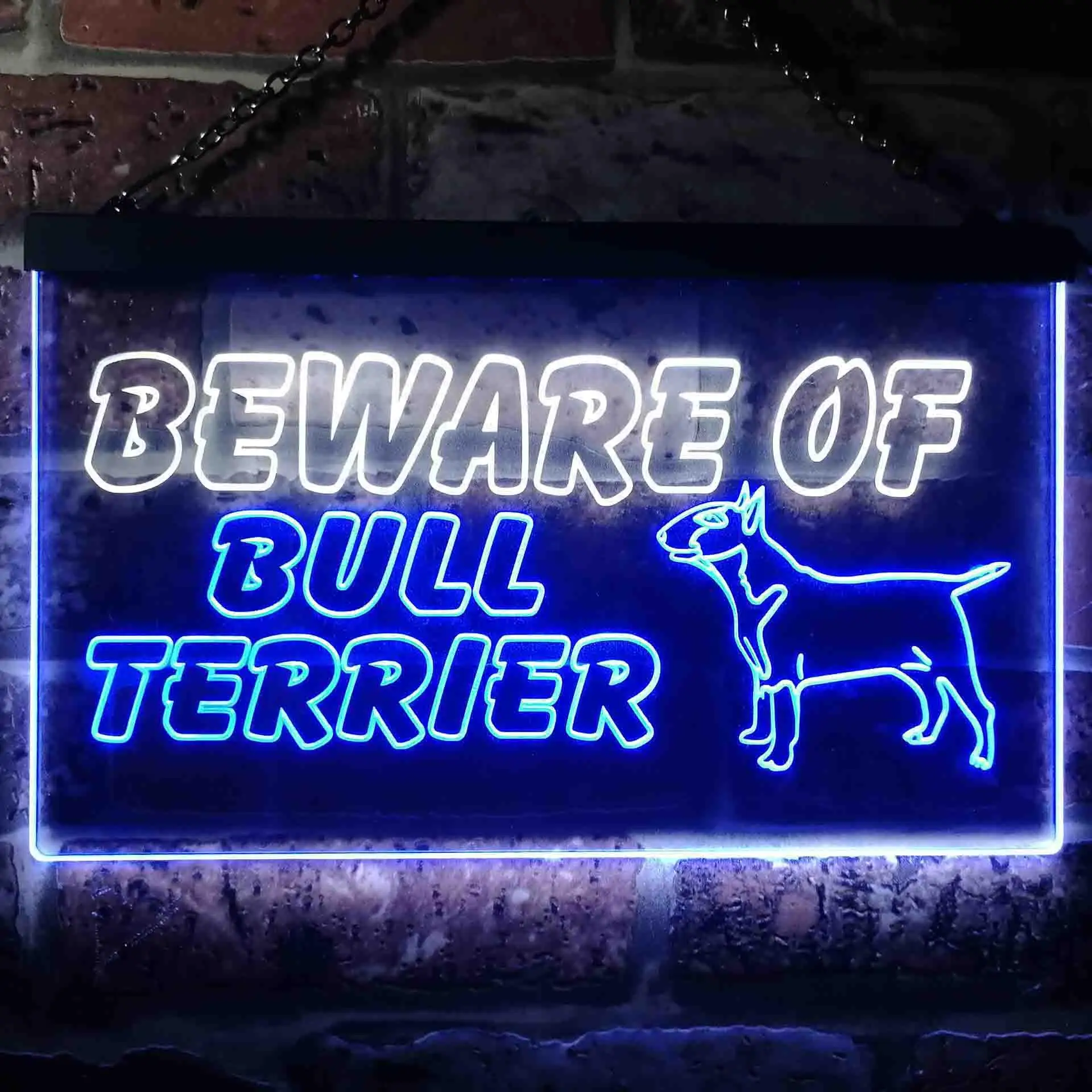 

Beware of Bull Terrier Dog Dual Color Led Neon Sign st6-i0836