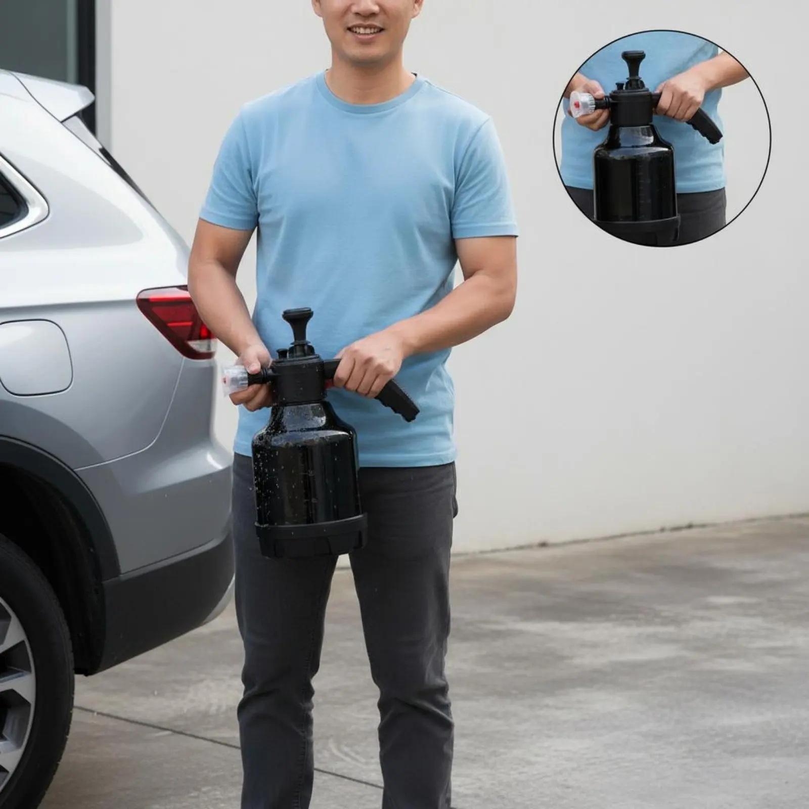 Air-Powered Foam Bottle Continuous Spray Lock Versatile Cleaning Dispenser Hand Pump Foam Dispenser for DIY Detailers, Gardening