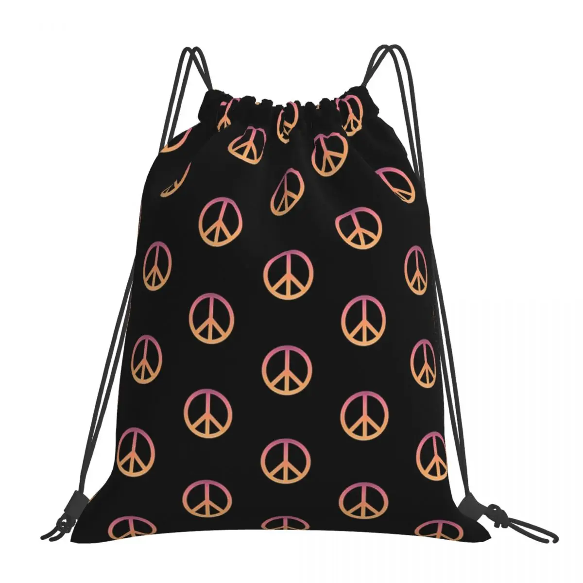 Gradiented Peace Sign Symbol Backpacks Drawstring Bags Drawstring Bundle Pocket Shoes Bag Book Bags For Man Woman Students