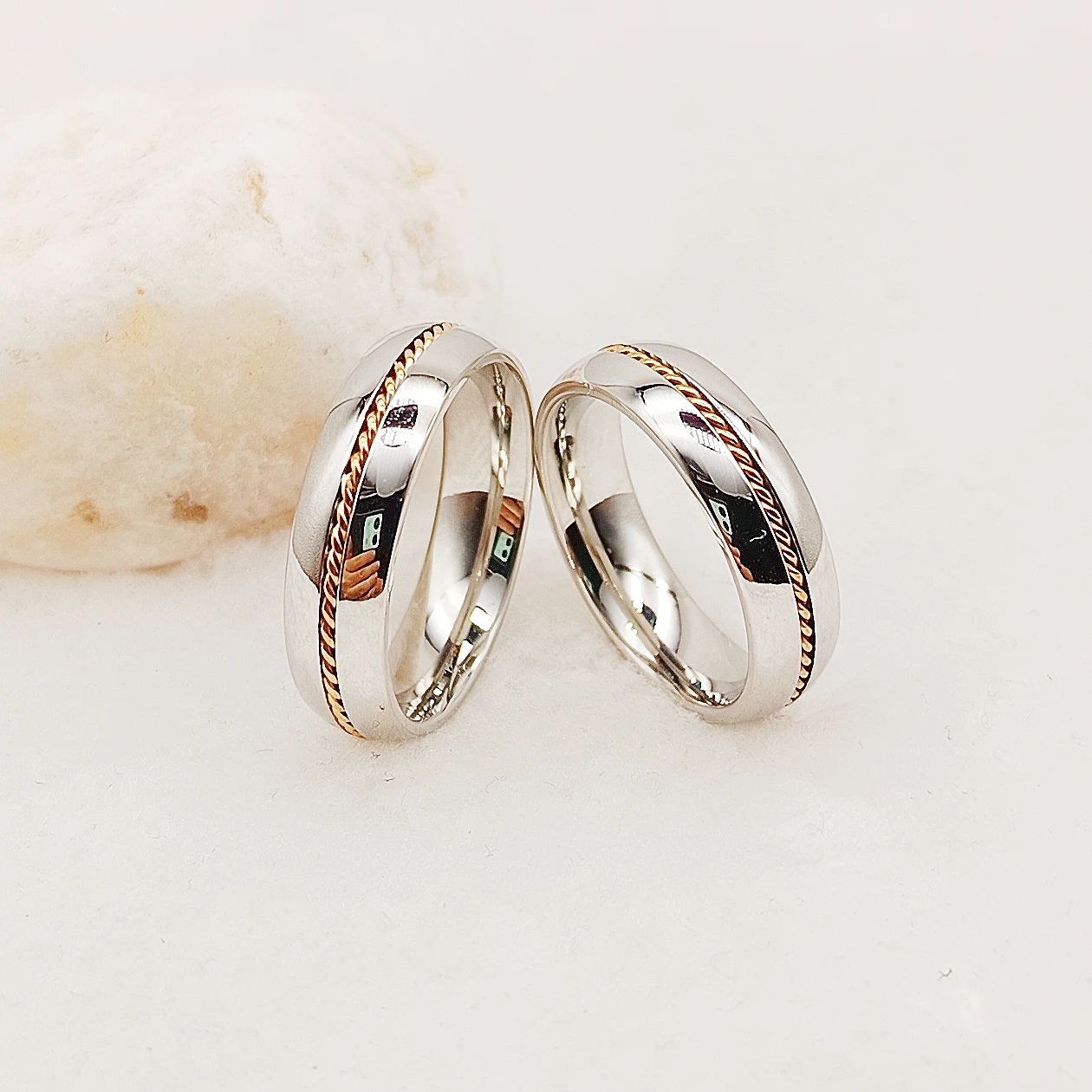 Big size USA 15 Lovers Couples Wedding Rings For Men And Women Designer Rose Golden Twist Inlay Titanium Jewelry Finger Ring