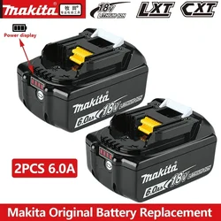 Genuine Makita 18V 6Ah Rechargeable Power Tools Battery 18V makita with LED Li-ion Replacement LXT BL1860B BL1860 BL1850 Charger