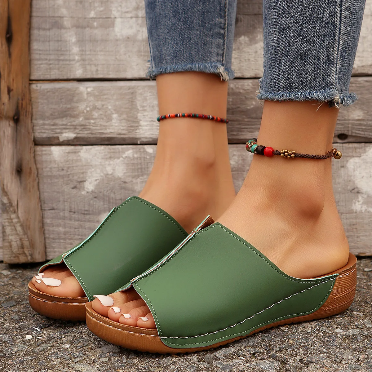 Summer Fashion Women Open Toe Wedge Sandals Breathable Comfortable Beach Sandals Footwear Plus Size 36-43 Shoes for Women