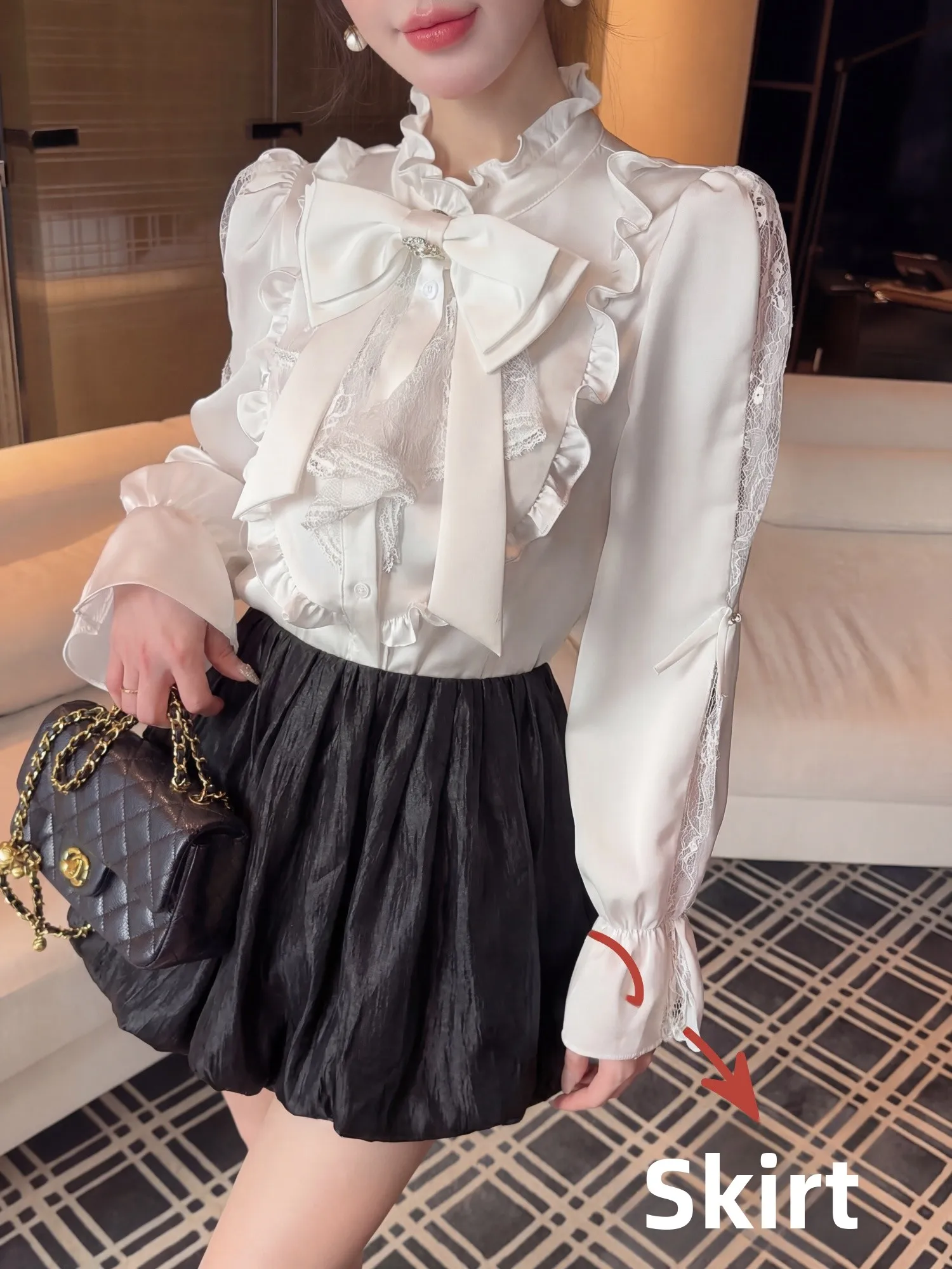 

Ladies First High Waist Pleated Short Skirt White Satin Fabric Puffy A-Line Half Body Skirt for Women Spring Summer City Walk...