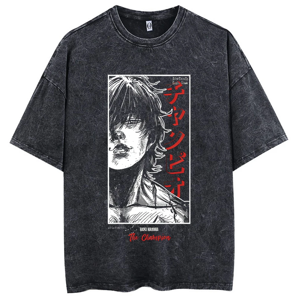 Hip Hop T-Shirt Anime Printed Streetwear Short Sleeve Vintage Japanese Graphic TShirt Men Harajuku Casual Loose Washed Tees